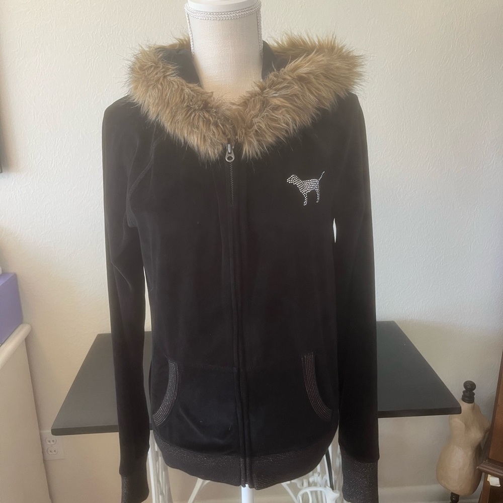 Victoria’s Secret Velour Jacket Pink Line